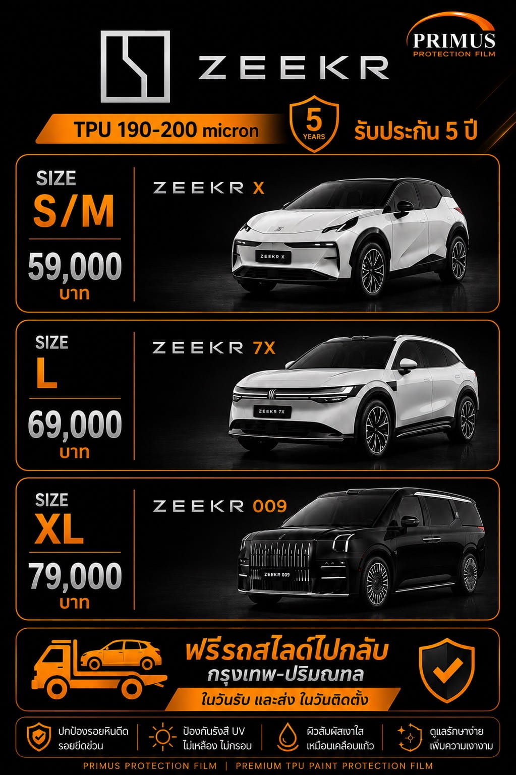 ราคา PPF Zeekr X 7X 009 59,000-79,000 บาท