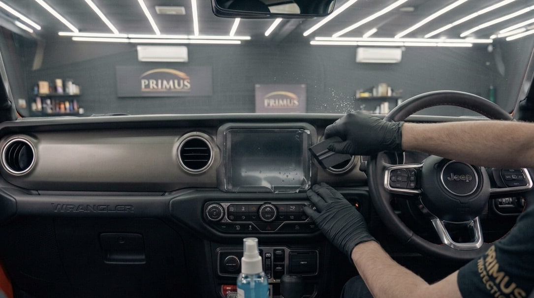 ฟิล์มใสกันรอยภายใน Jeep Wrangler Rubicon ปกป้องคอนโซล โดย Primus