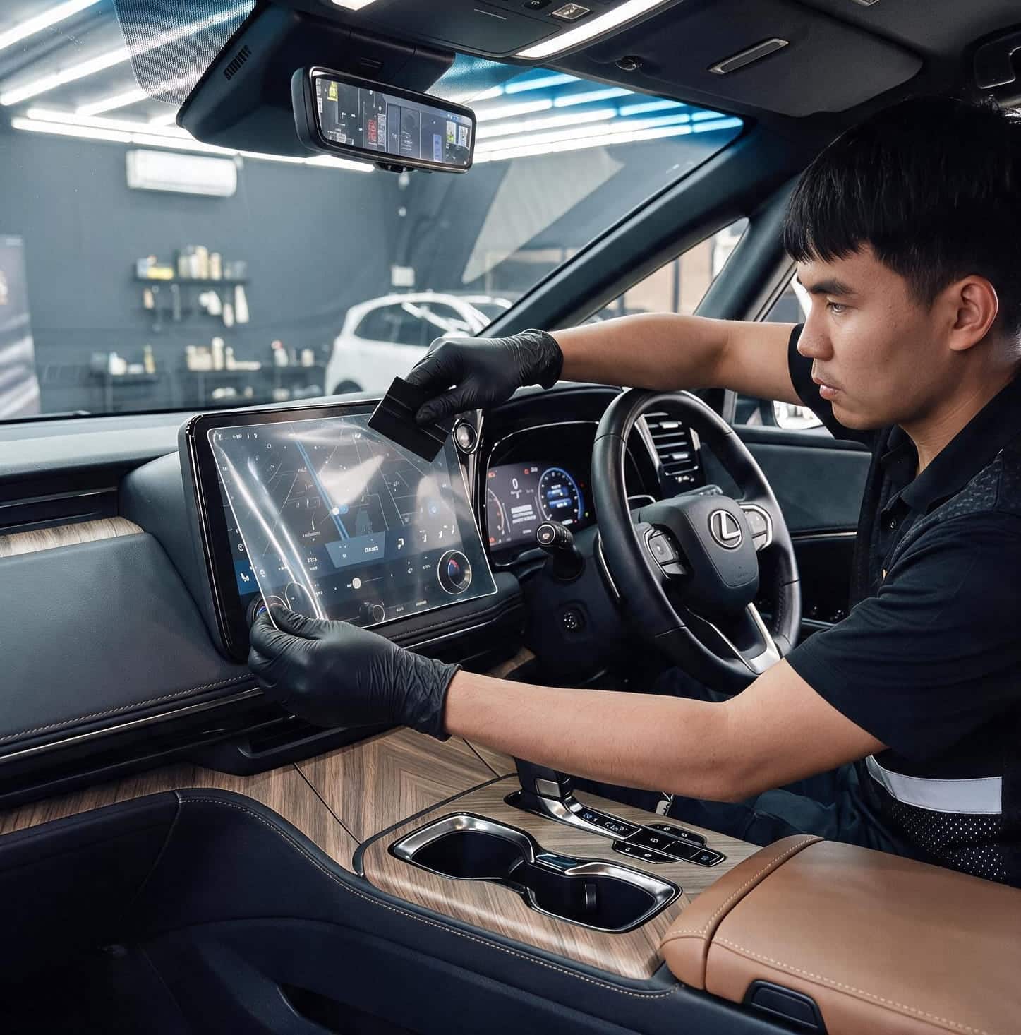 ฟิล์มใสกันรอยภายใน Lexus LM ปกป้องคอนโซล โดย Primus