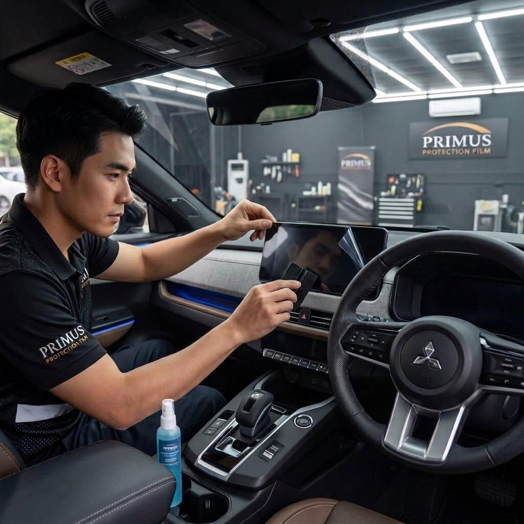 ฟิล์มใสกันรอยภายใน Mitsubishi ปกป้องคอนโซล โดย Primus