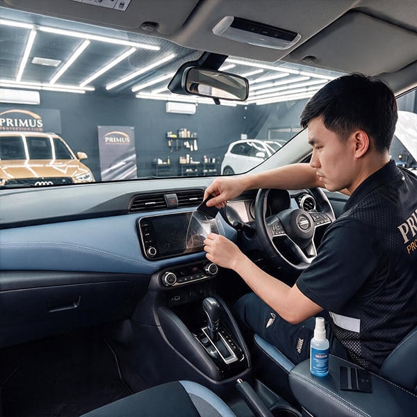 ฟิล์มใสกันรอยภายใน Nissan Almera ปกป้องคอนโซล โดย Primus
