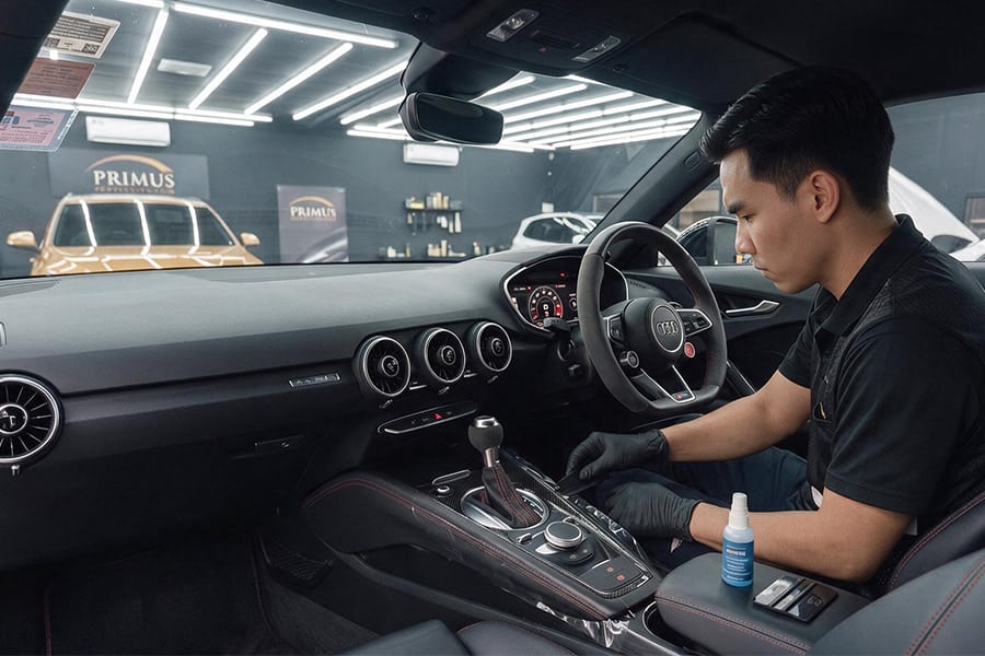 ฟิล์มใสกันรอยภายใน Audi TT RS Quattro ปกป้องคอนโซลและหน้าจอ โดย Primus